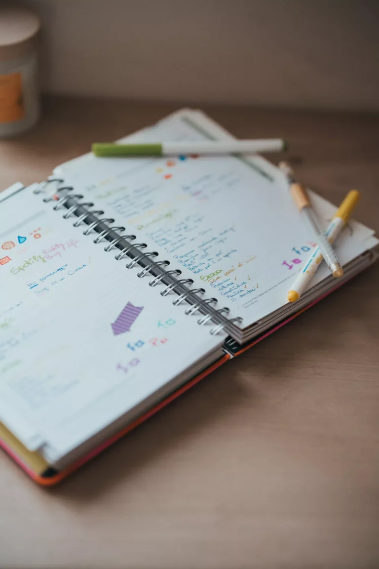 agenda and pencils
